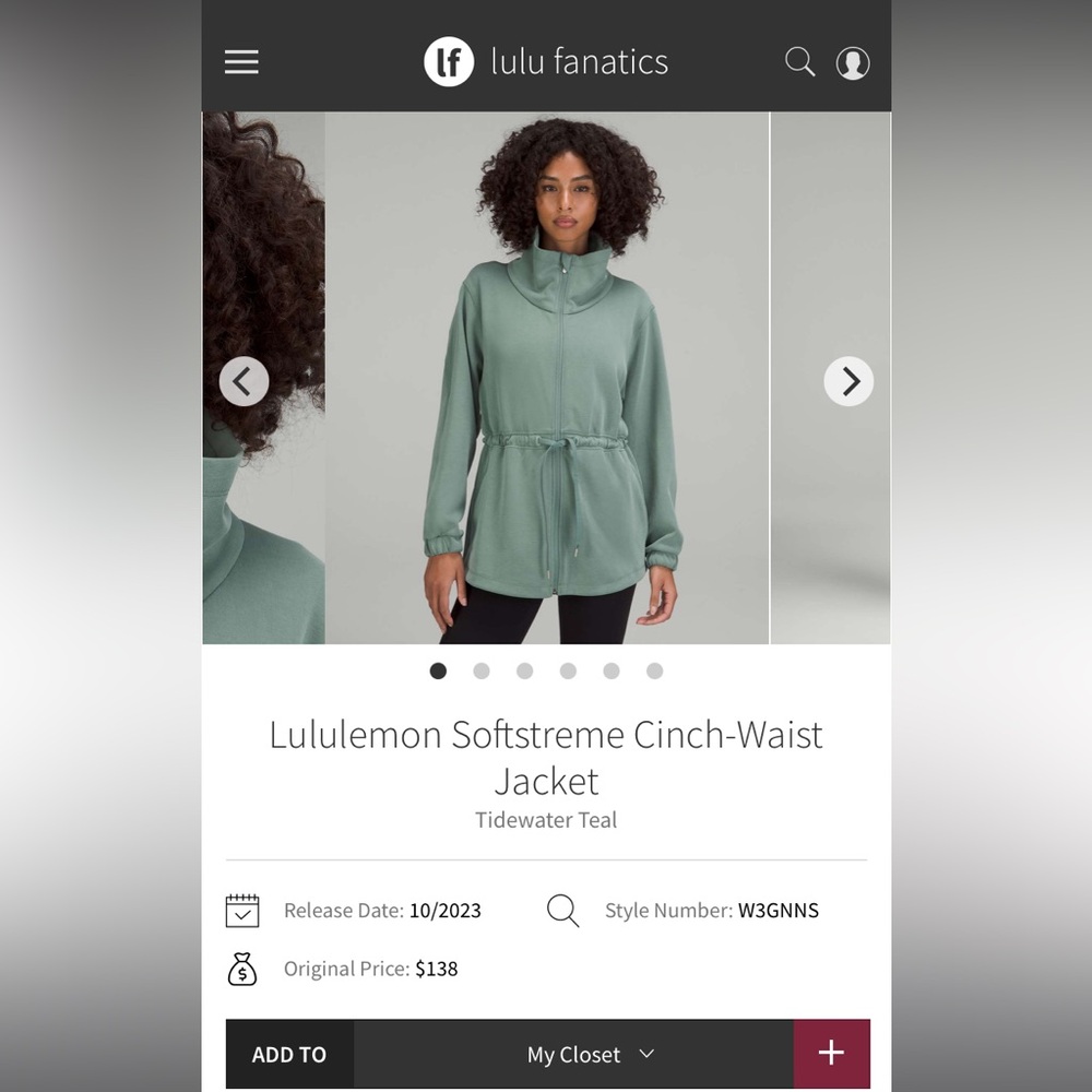 Lululemon Softstreme Cinch-Waist Jacket Size 12 - Picture 9 of 9
